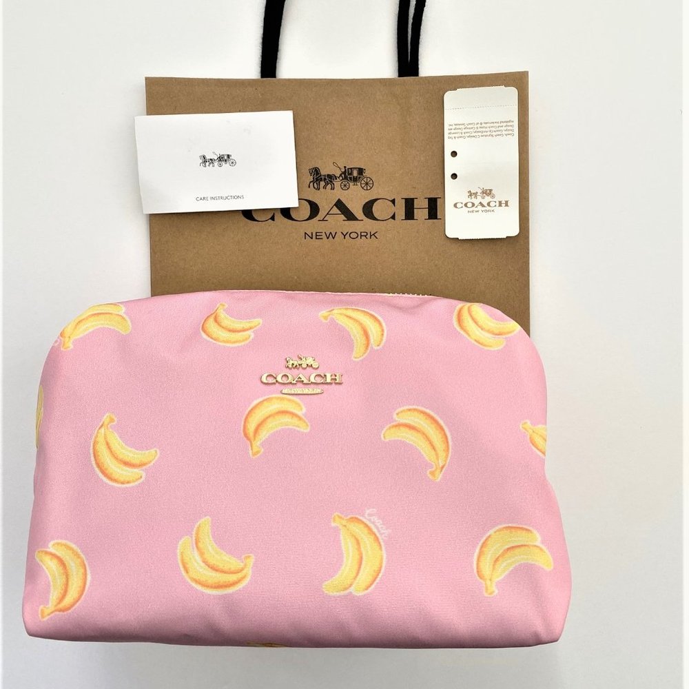 $128 Coach Large Boxy Cosmetic Case Banana Print 2